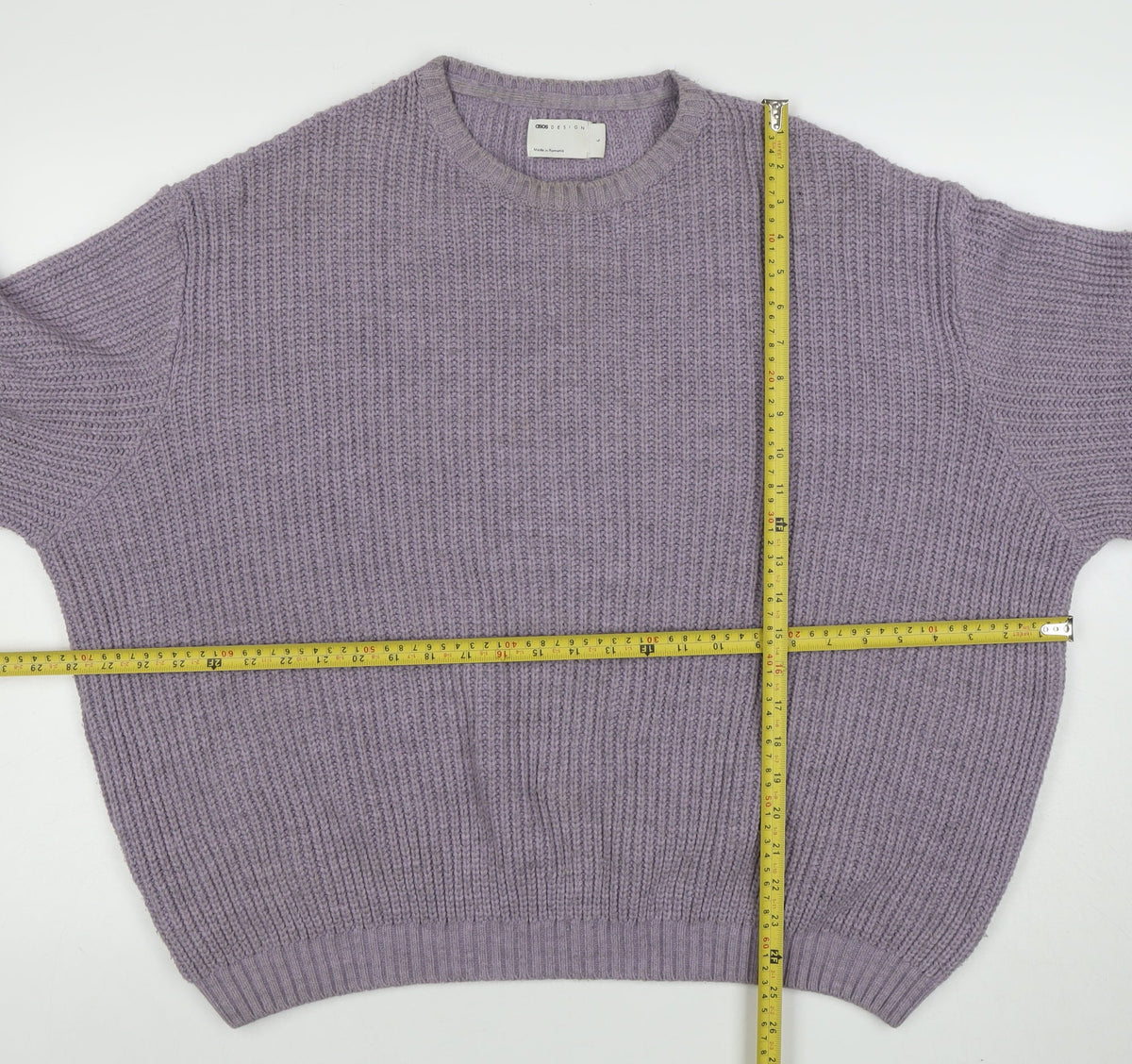 Additional view of ASOS DESIGN Men Purple Chunky Knit Crew Neck Jumper, size L