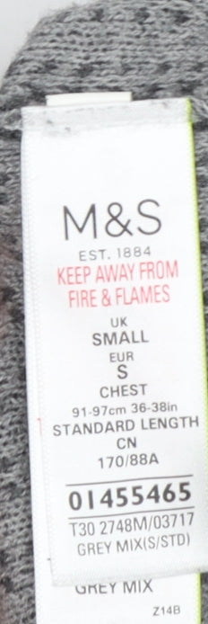 Marks and Spencer Men’s Grey Cotton 1/4 Zip Jumper Size S Regular Fit