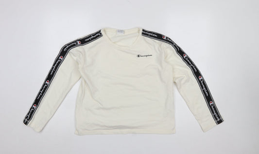Champion Women's Ivory Long Sleeve Crew Neck Jersey Top Size S