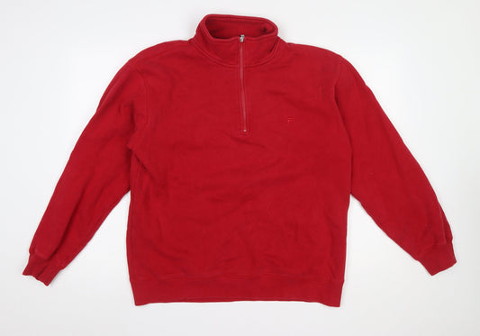 Fila Mens Red 1/2 Zip Pullover Fleece Sweatshirt Size M