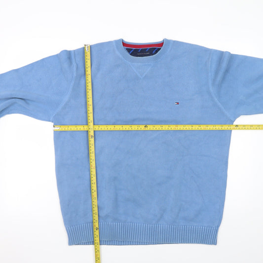Tommy Hilfiger Men Blue XL Cotton Crew Neck Pullover Jumper
