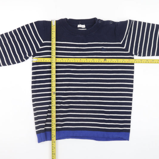 Jasper Conran Boys Navy Stripe Cotton Jumper 12-13 Years Crew Neck