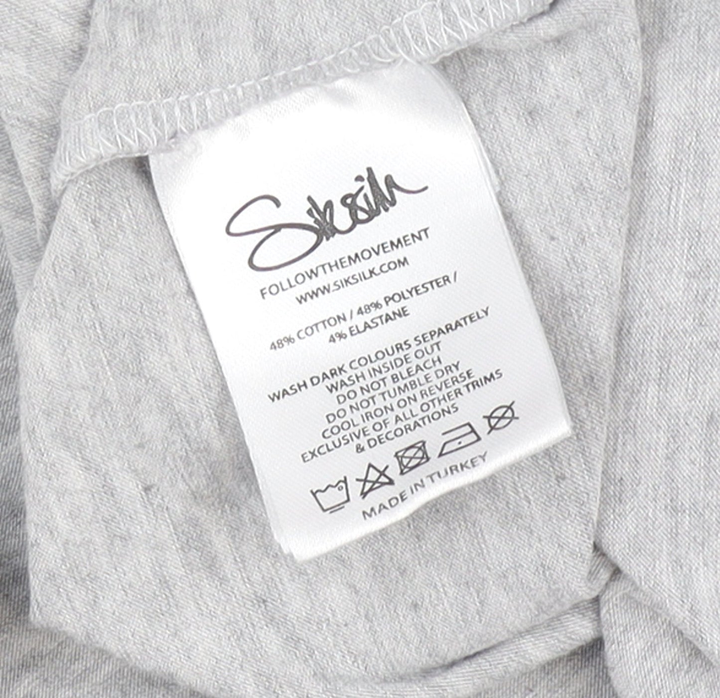SikSilk Womens Grey Long Sleeve Slim Fit Jersey T-Shirt XS