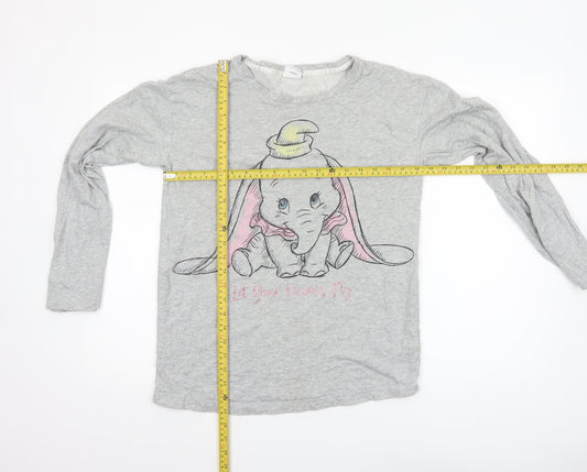 Disney Women’s Grey Dumbo Long Sleeve Nightshirt XS