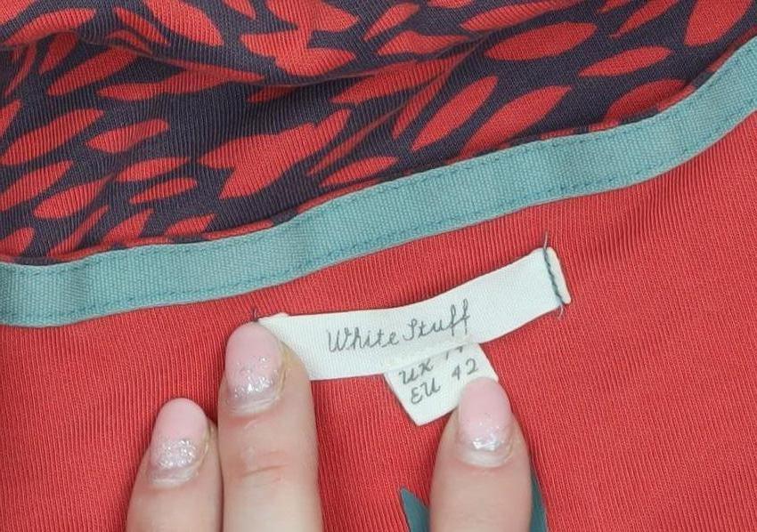 White Stuff Women's Red Floral Cotton Shift Dress Size 14