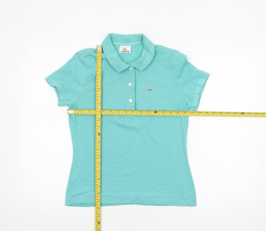 Lacoste Women's Green Cotton Slim Fit Polo Shirt Size 12