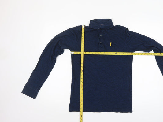 Next Boys Blue Long Sleeve Cotton Polo Shirt 13 Years