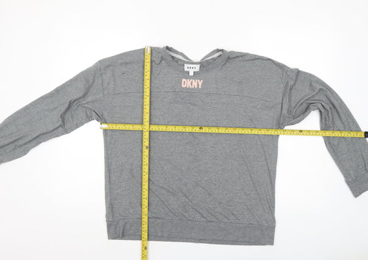 DKNY Women Grey Long Sleeve Crew Neck Jersey T-Shirt M