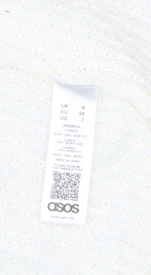 ASOS Women Ivory Chunky Knit Open Front Cardigan UK 6