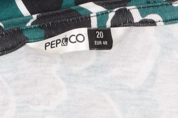 PEP&CO Women’s Green Animal Print Cotton Long Sleeve T-Shirt Size 20