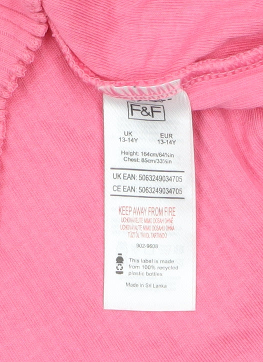 Additional view of F&F girls’ pink ribbed long sleeve cotton stretch t-shirt 13-14 years