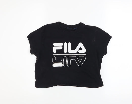 FILA Women’s Black Cropped T-Shirt XS Cotton Short Sleeve Casual