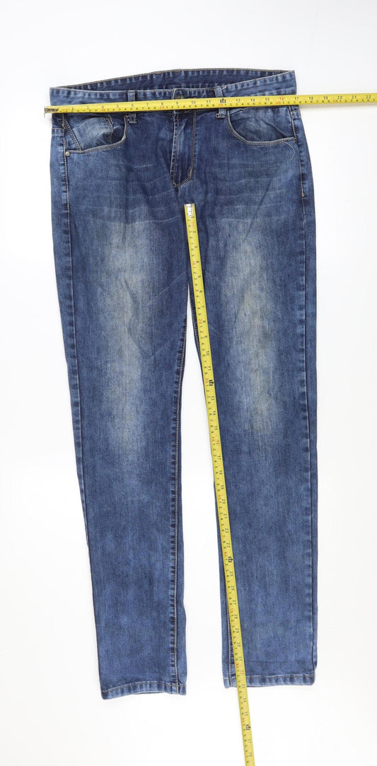 Virtu Jeans Men's Blue Regular Fit Straight Denim 34W 32L