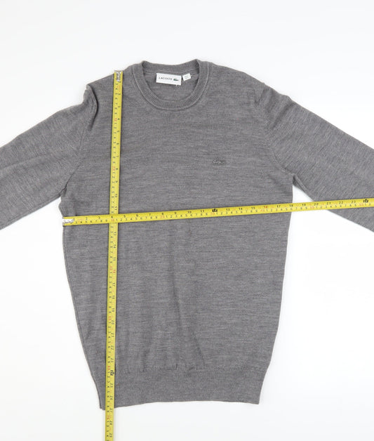 Lacoste Men's Grey Wool Crew Neck Pullover Jumper Size S