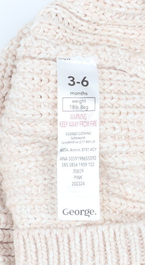 George Unisex Baby Pink Knit Love Jumper 3-6 Months Cotton Pullover