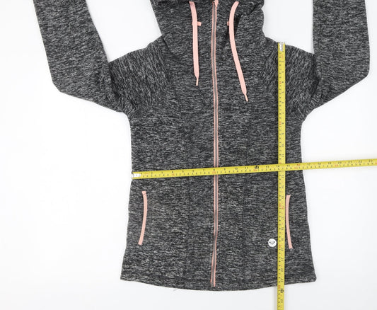 Roxy Women's Grey Full Zip Hoodie Small Polyester Hooded Sweatshirt