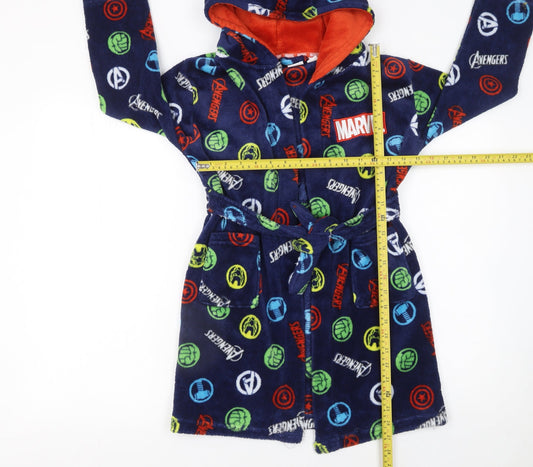 Marvel Boys Blue Fleece Avengers Hooded Robe 6-7 Years