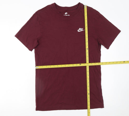 Nike Men's Red Small Crew Neck Cotton T-Shirt