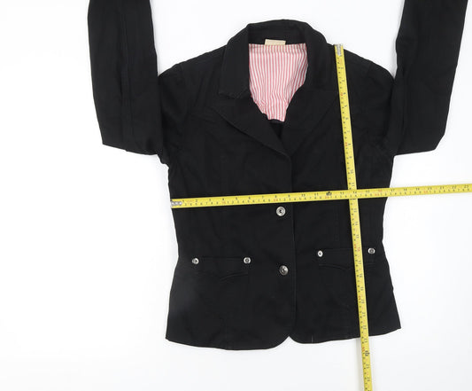 Miss Selfridge Women Black Size 12 Cotton Blend Suit Jacket