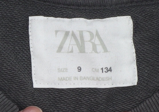 Brand and care label for Zara boys’ grey 'create art' graphic pullover sweatshirt - 9 years