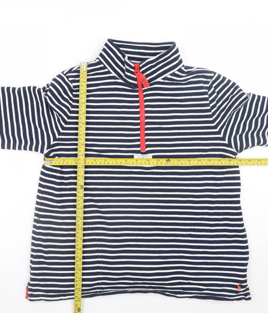 Joules Women Navy Stripe 1/2 Zip Sweatshirt UK 10 Cotton Nautical