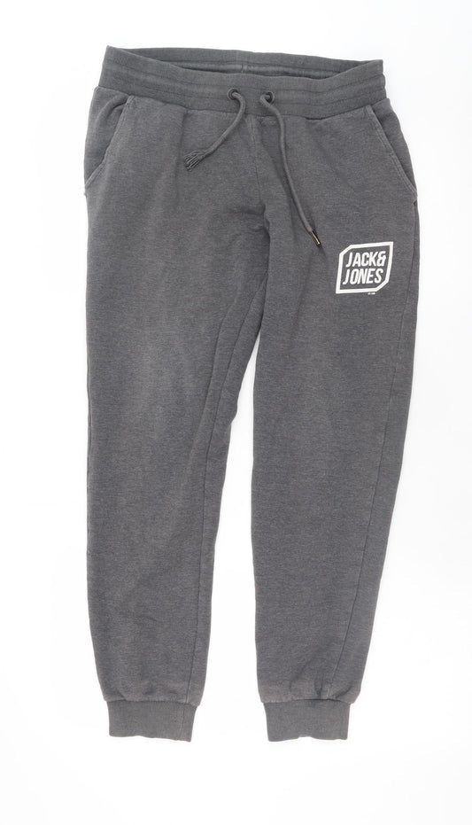 Jack & Jones Men's Grey Jogger Sweatpants M Elastic Waist Comfort