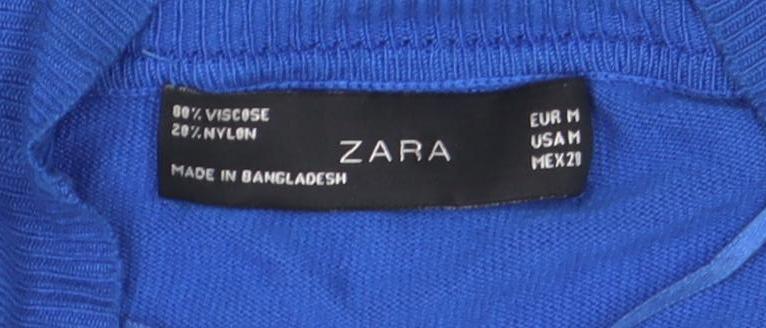 ZARA Women's Blue Lightweight Open Knit Cardigan Size M