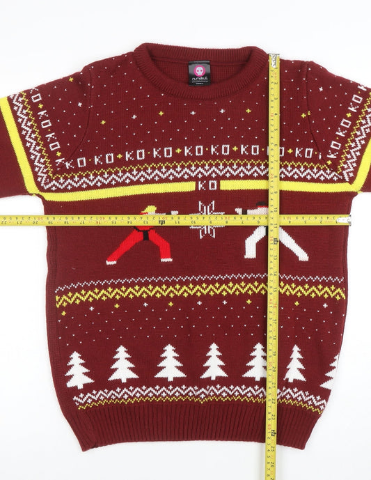 Numskull Men Red Christmas Street Fighter Knit Jumper Small