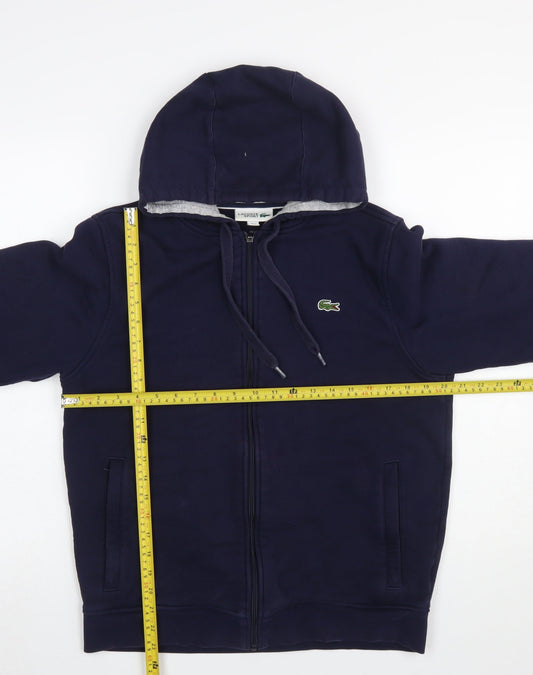 Lacoste Sport Women's Navy Blue Full Zip Hoodie Size M Cotton Blend