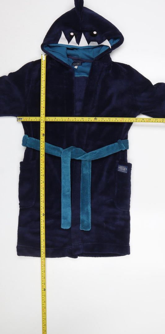 Joules Boys Blue Fleece Shark Hooded Robe 9-10 Years