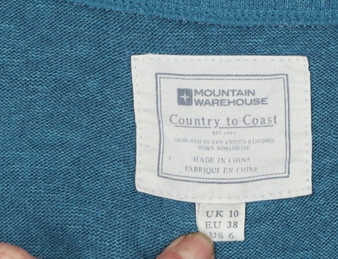 Mountain Warehouse Women Blue Long Sleeve Basic T-Shirt UK 10