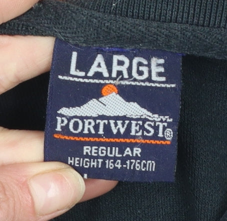 Portwest Men's Black Regular Fit Cotton Blend Work Polo Shirt L