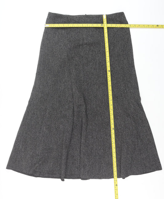 BHS Women’s Grey Herringbone A-Line Midi Skirt Size 14