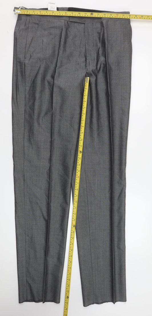 Torre Men Grey XL Formal Dress Pants Wool Mohair Blend Pleated Trousers