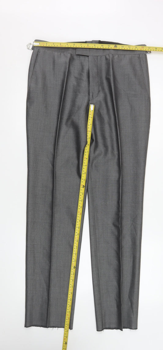 Torre Men’s Grey Formal Dress Trousers 34R Wool Mohair Blend