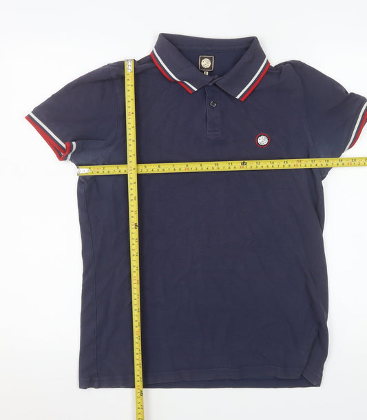 Pretty Green Men's Blue Cotton Polo Shirt Size M Short Sleeve