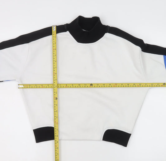 Ivy Park Women's White Black Blue Colourblock Mock Neck Sweatshirt Size S