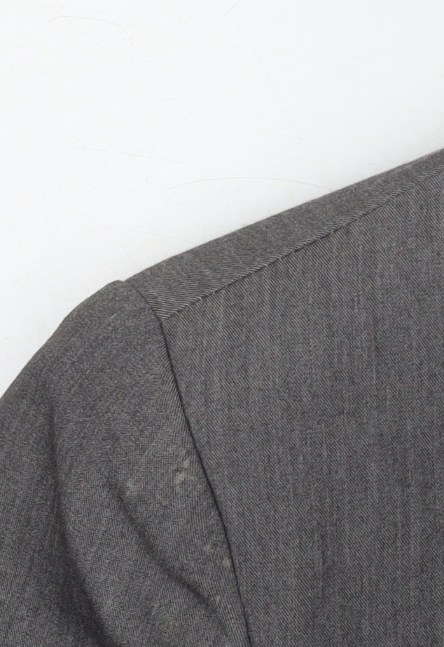 Additional view of Denim Co Women Grey Double-Breasted Blazer, size 12, Regular Fit Work Jacket