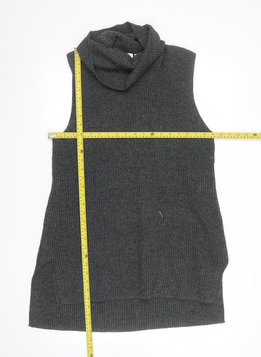 GAP Women Grey Roll Neck Sleeveless Knit Jumper Vest L