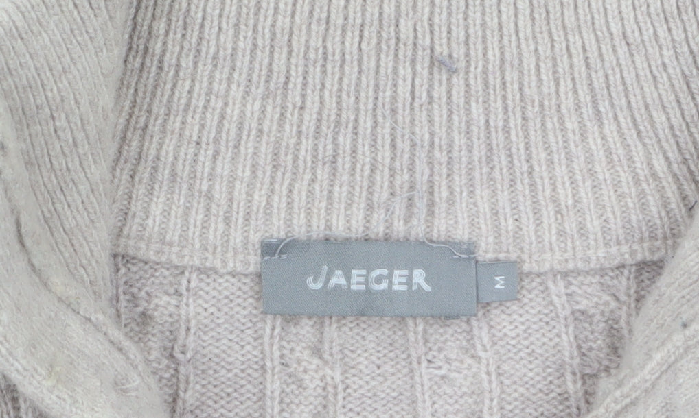 Additional view of Jaeger Men's Beige Cable-Knit Wool Collar jumper M