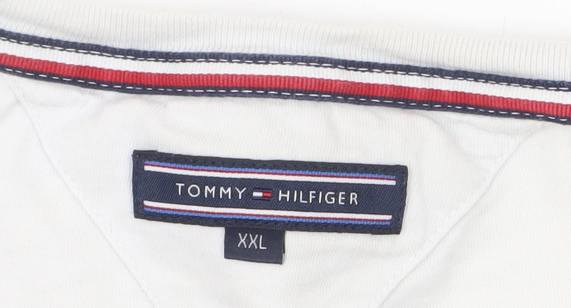 Tommy Hilfiger Men's White Red Blue Striped Crew Neck T-Shirt XXL