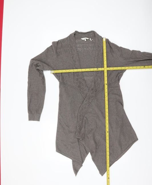 FatFace Women’s Brown Long Sleeve Open Knit Cotton Cardigan Size 12