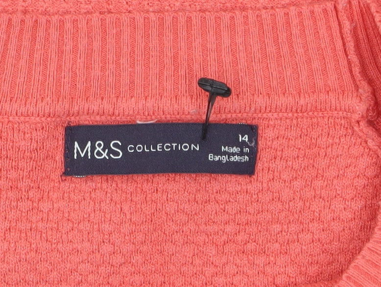 Marks and Spencer Women’s Pink Short Sleeve Knit Jumper Size 14