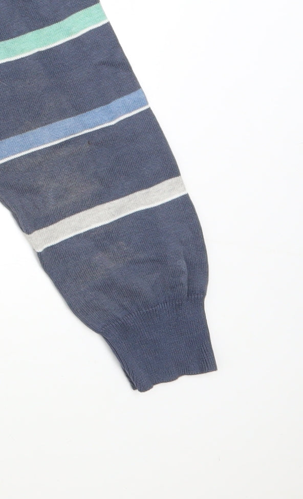 Additional view of Atlantic Bay Men's Blue Striped Cotton Crew Neck Jumper, size L