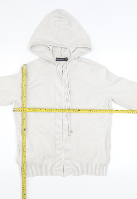 Marks and Spencer Women’s Light Grey Hooded Zip Jacket Size S Regular Fit
