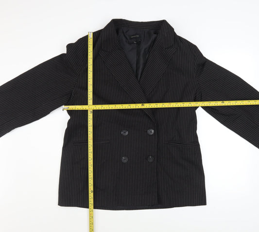 Urban Outfitters Women Black Pinstripe Double-Breasted Blazer M