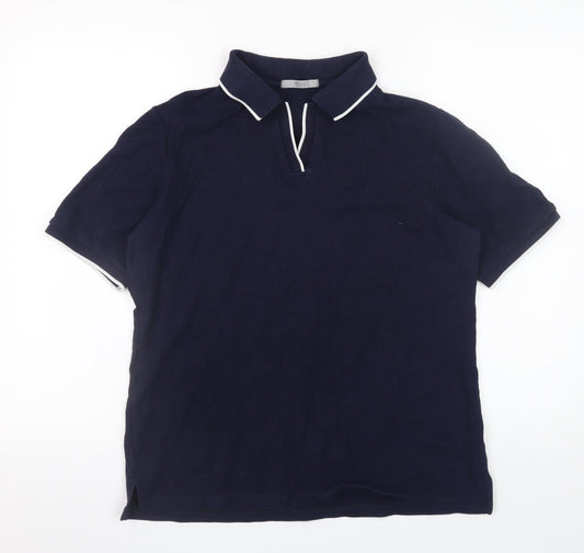 Marks and Spencer Men's Navy Blue Cotton Polo Shirt Size 14