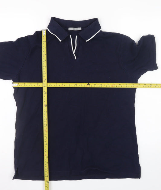 Marks and Spencer Men's Navy Blue Cotton Polo Shirt Size 14