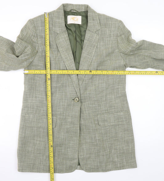 Country Casuals Women Green Size 12 Wool Blend Check Blazer Jacket