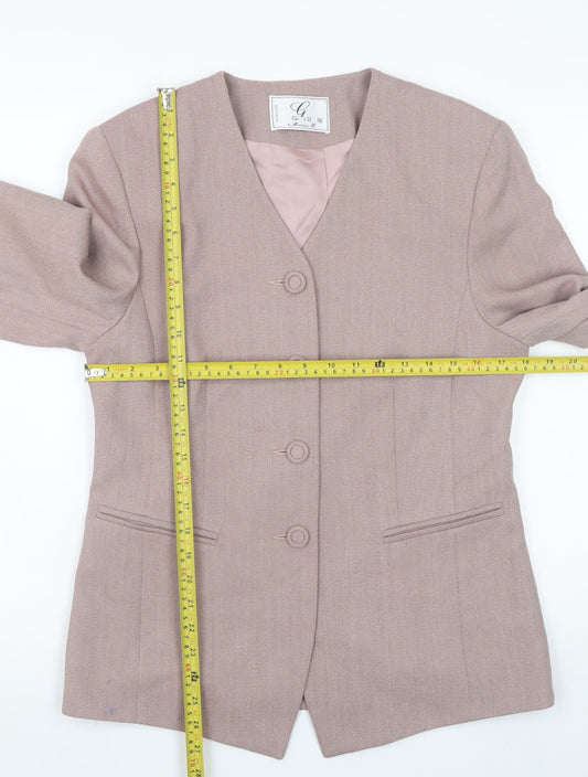 Gold by Michael H Women Pink Wool Blazer Size 12 Classic Formal Jacket
